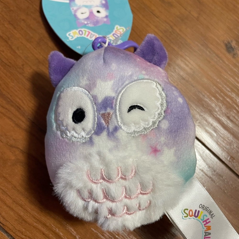 Squishmallows Solina Purple Owl Plush Clip